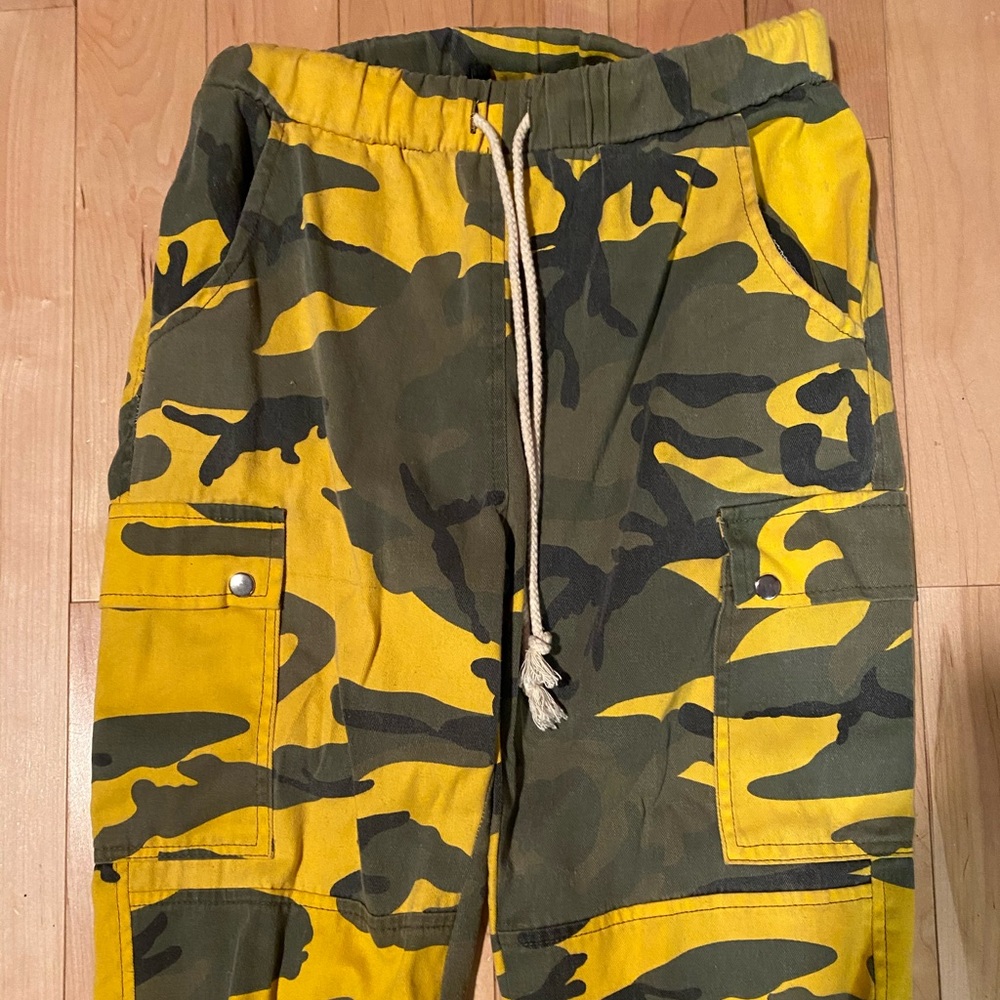 Love Culture yellow camo print pant